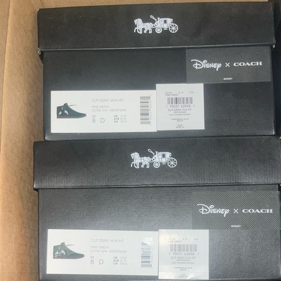 🎃Coach Disney X Clip High Top Sneaker With Maleficent Dragon Motif - Picture 6 of 6